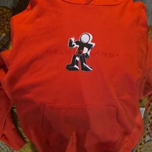 Helmut Lang Vibrant Red Hoodie with Graphic